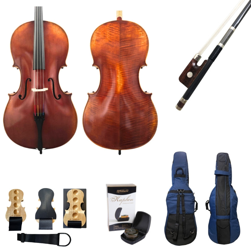 Cello-Set "Concert" inkl. Koffer, Top Carbonbogen, Zubehör