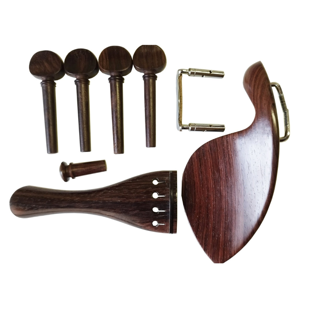 Kinnhalter, Saitenhalter Wirbel Violine komplett, indisches Rosenholz 1. Qualität