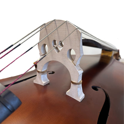 Kontrabass laminiert, Ebenholz-Griffbrett, verstellbarer Steg, mit Tasche, Gr. 1/4