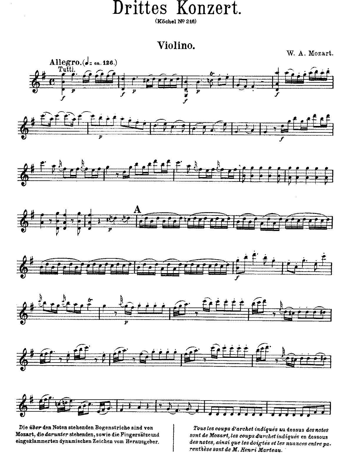 W.A. Mozart Violinkonzert Nr 3 in G-Dur, K. 216